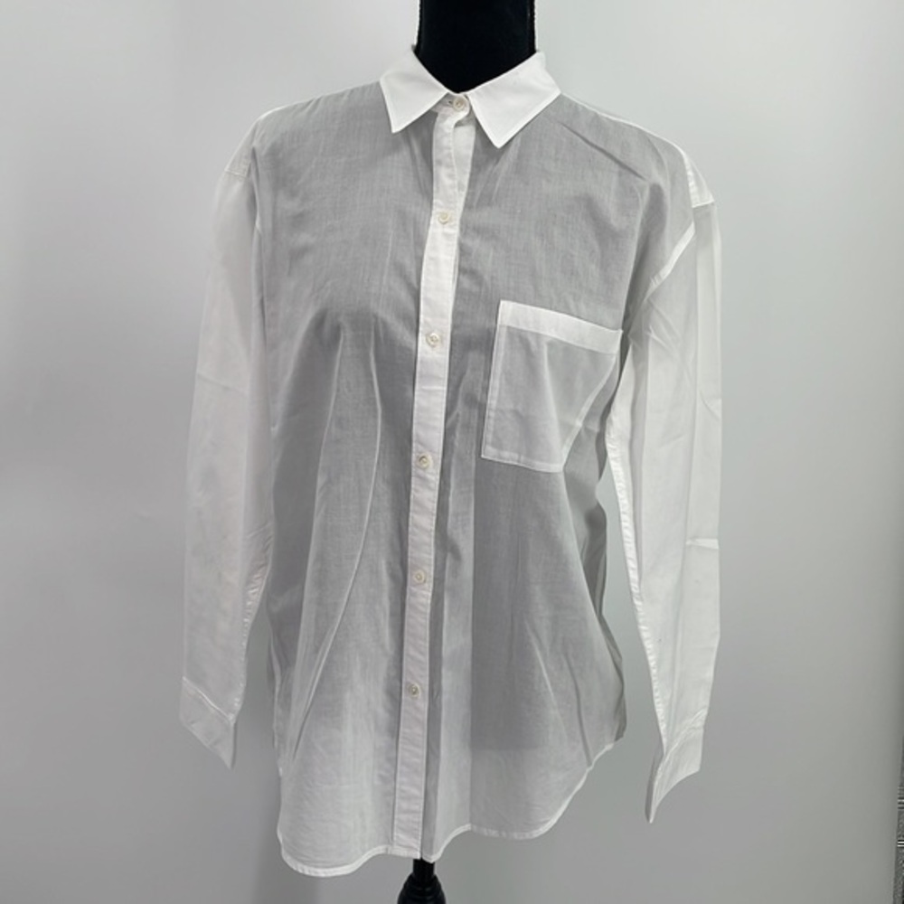 UEC Aritzia Community white sheer cotton oversized blouse small